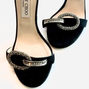 Jimmy Choo Black Tamsyn Crystal Buckle Sandal size 39 EU , APPROX. US 8.5 - 9